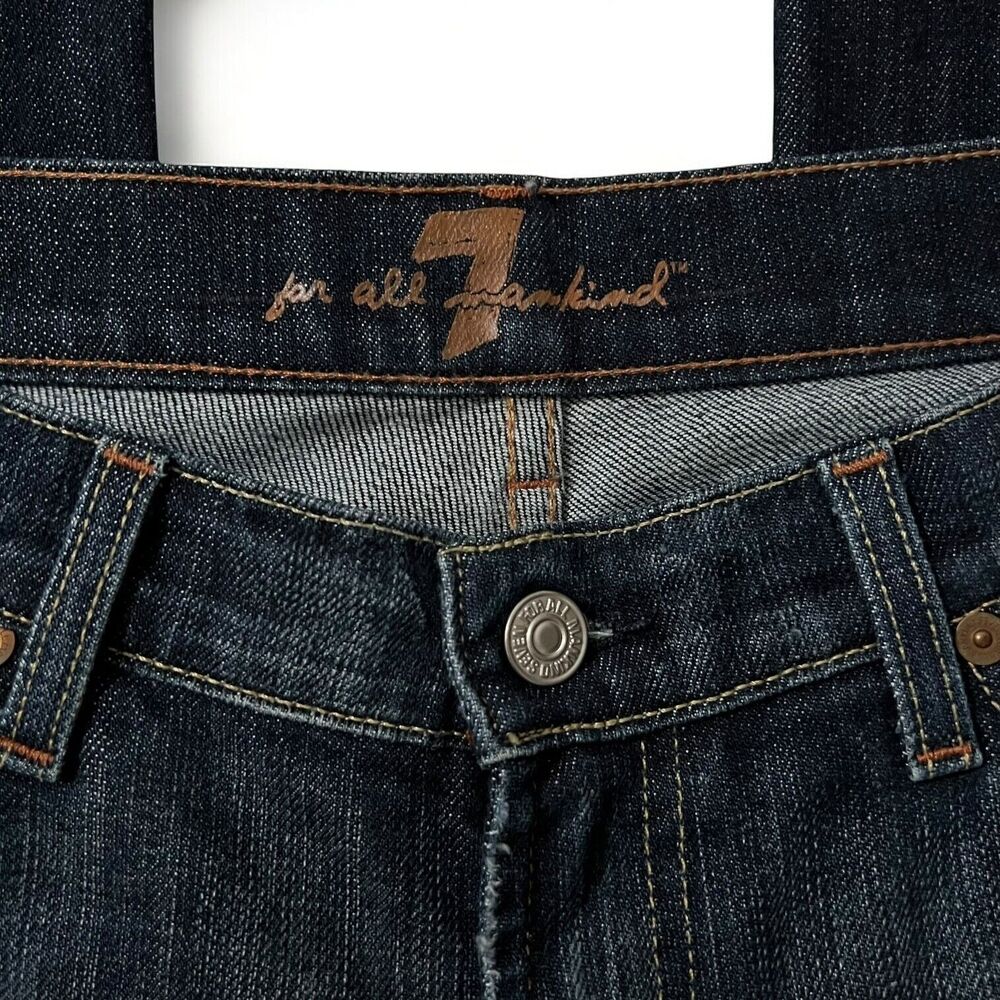 7 For All Mankind Bootcut Denim Jeans Bling Rhinestone Back Pockets Womens Sz 30 - Picture 12 of 14